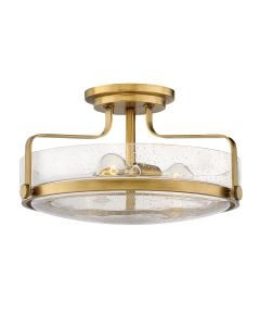 Harper 3 Light Medium Semi-Flush - Heritage Brass, Steel, Clear Seeded Glass