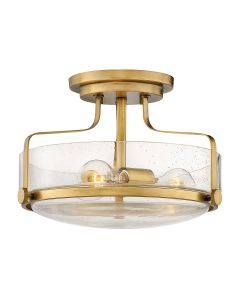 Harper 3 Light Small Semi-Flush - Heritage Brass, Steel, Clear Seeded Glass