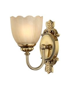 Isabella 1 Light Wall Light - Burnished Brass, Etched amber glass