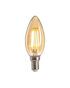 Amber Candle LED E14 Lamp - Amber Glass