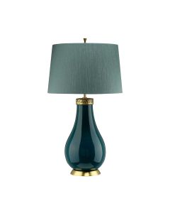 Havering 1 Light Table Lamp - Azure-Turquoise & Aged Brass