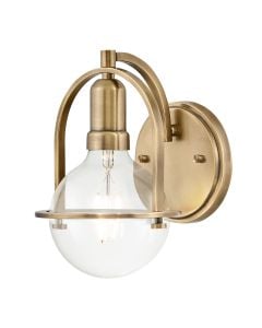 Somerset 1 Light Wall Light - Clear and Heritage Brass