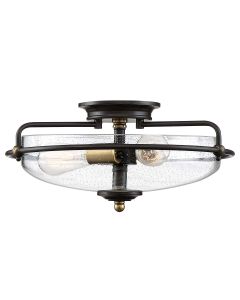 Griffin 3 Light Flush - Palladian Bronze with Weathered Brass Accents