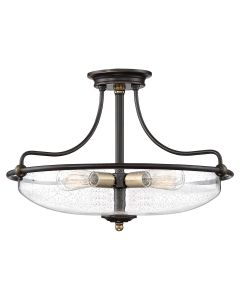 Griffin 3 Light Semi-Flush - Palladian Bronze with Weathered Brass Accents