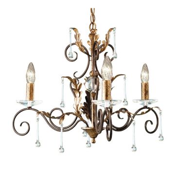 Amarilli 3 Light Chandelier - Bronze with Gold Patina