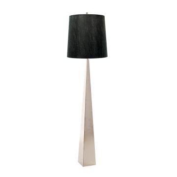 Ascent 1 Light Floor Lamp with Black Shade - Polished Nickel