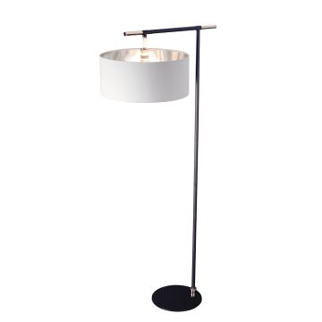 Balance 1 Light Floor Lamp - Black / Polished Nickel with White Shade