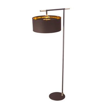 Balance 1 Light Floor Lamp - Brown / Polished Brass with Brown Shade