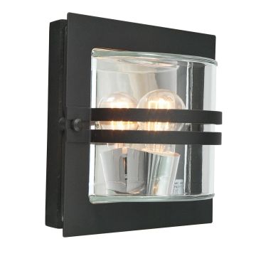 Bern 1 Light Wall Lantern - Black With Clear Glass