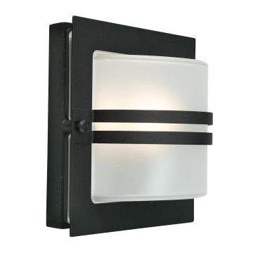 Bern 1 Light Wall Lantern - Black With Frosted Glass