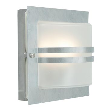 Bern 1 Light Wall Lantern - Galvanised With Frosted Glass