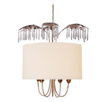 Antoinette 5 Light Pendant - Cream Patina, Gold & Silver Leaf