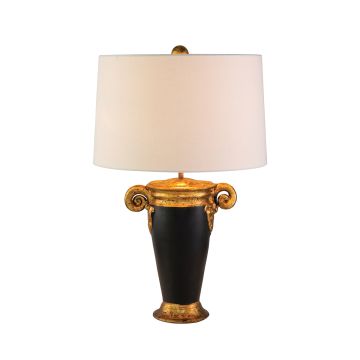 Gallier 1lt Table Lamp - Black and Gold with White Shade