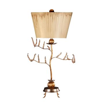 Kristal 1 Light Table Lamp - Putty & Gold Leaf with Putty with Acid Wash Shade