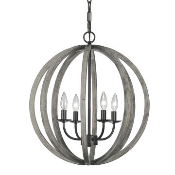 Allier 4 Light Pendant - Weathered Oak Wood / Antique Forged Iron