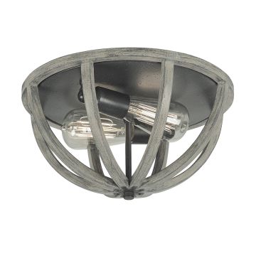 Allier 2 Light Flush - Weathered Oak Wood / Antique Forged Iron