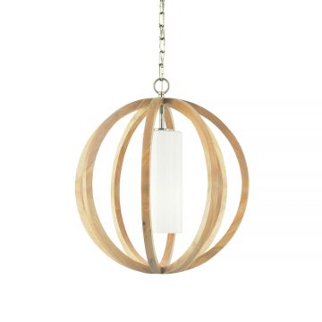 Allier 1 Light Small Pendant - Light Wood / Brushed Steel