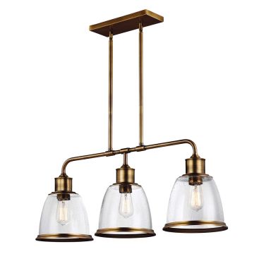 Hobson 3 Light Island Light - Aged Brass