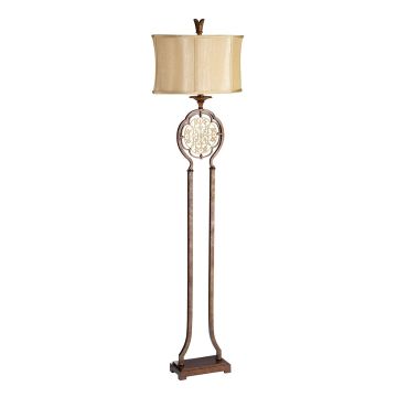 Marcella 1 Light Floor Lamp - British Bronze / Oxidized Bronze with Light Gold Shade