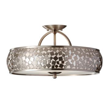 Zara 3 Light Semi-Flush - Brushed Steel