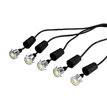 Derwent 5 x Deck/garden light with 6m cable and 12V Transformer - Anodised Aluminium