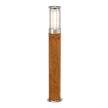Hornsea 1 Light Bollard - Teak with Stainless Steel
