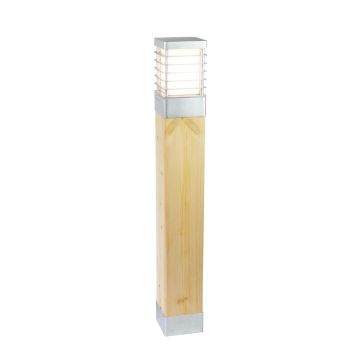 Halmstad Large Bollard Natural Wood & Galvanised