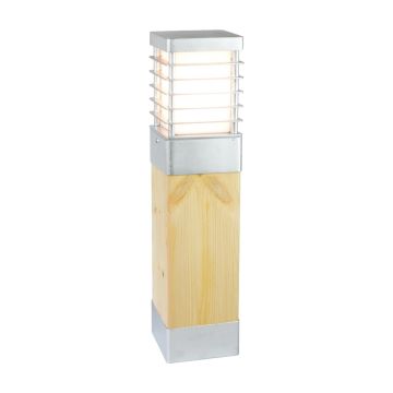 Halmstad Medium Bollard Natural Wood & Galvanised
