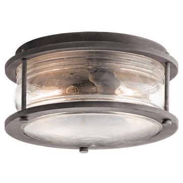 Ashland Bay 2 Light Outdoor Ceiling Flush - Weathered Zinc